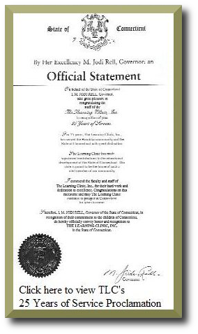 Click here to view a large PDF version of TLC's 25 Years of Service Proclamation